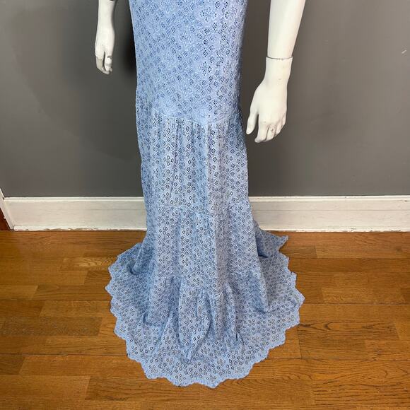 NightCap Clothing Dress Small Lace Cottagecore Off The Shoulder Blue DRAMATIC - Picture 5 of 11